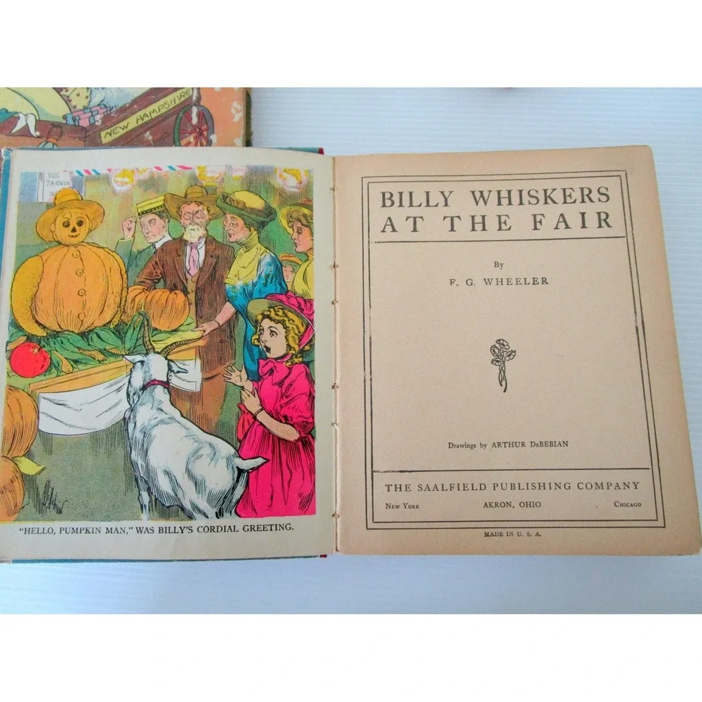 Billy Whiskers Series Lot of 4 Early Antiquarian Children's Books Goat Tourist